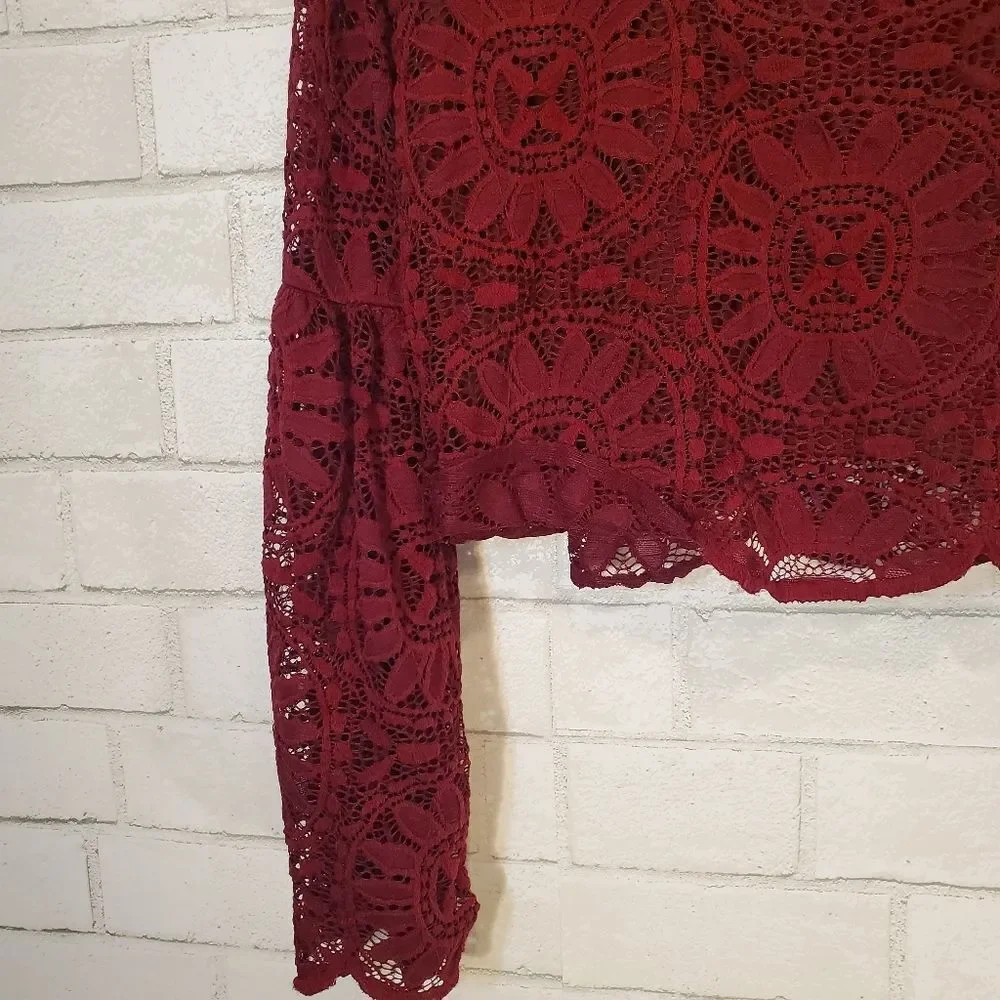 Xhilaration dark red lace long sleeve top